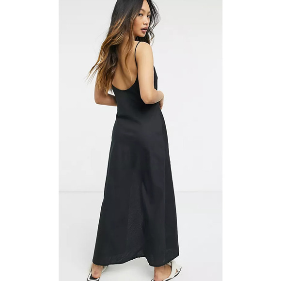 ASOS Black Linen Cami Maxi Dress - Picture 2 of 2